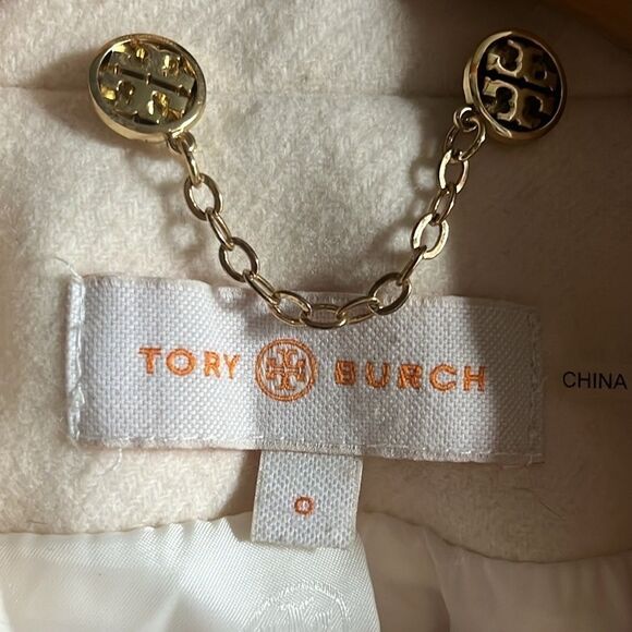 Tory Burch Bernadine Wool Blend Peacoat Button Jacket 48131588 SHELL/IVORY 0 - Picture 3 of 10
